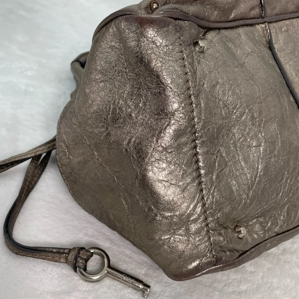Chloé COA FALL ‘05 Paddington Metallic Taupe Leather-Lock & Key RARE RELEASE - Picture 10 of 16